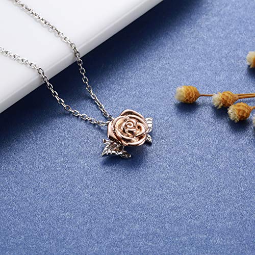 MANBU Rose Cremation Urn Jewelry for Ashes - 925 Sterling Silver Memorial Keepsake Ring Brecelet Necklace Gift for Women, Bereavement Gift for A Loss Of the Loved One (Necklace) - Image 4