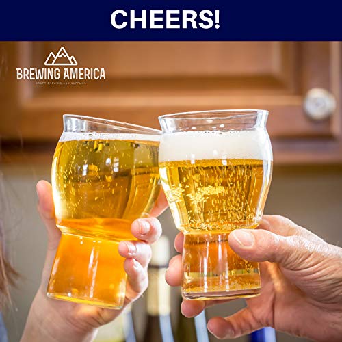 Beer Glasses - Nucleated Pint Glass - The Muffin Top Glass for Better Tasting Craft Beer & Cider - Tulip Shape and Nucleation for Enhanced Taste and Aroma for Ultimate IPAs (Muffin Top Logo 4-Pack)