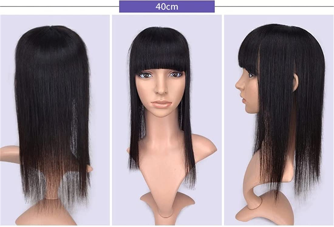 Human Hair Topper Extensions with Bangs Clip in Top piece Closures Hair Crown toppers for Women with Thinning Hair
