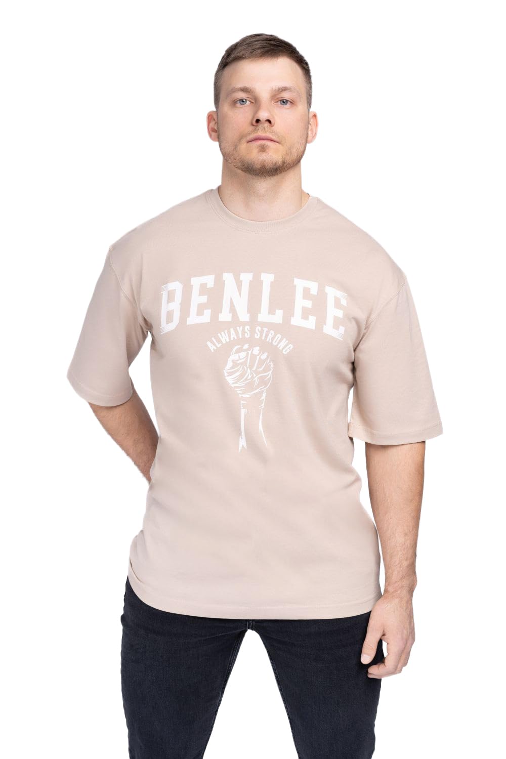 BENLEE Men's Songs T-Shirt, Sand/White, L