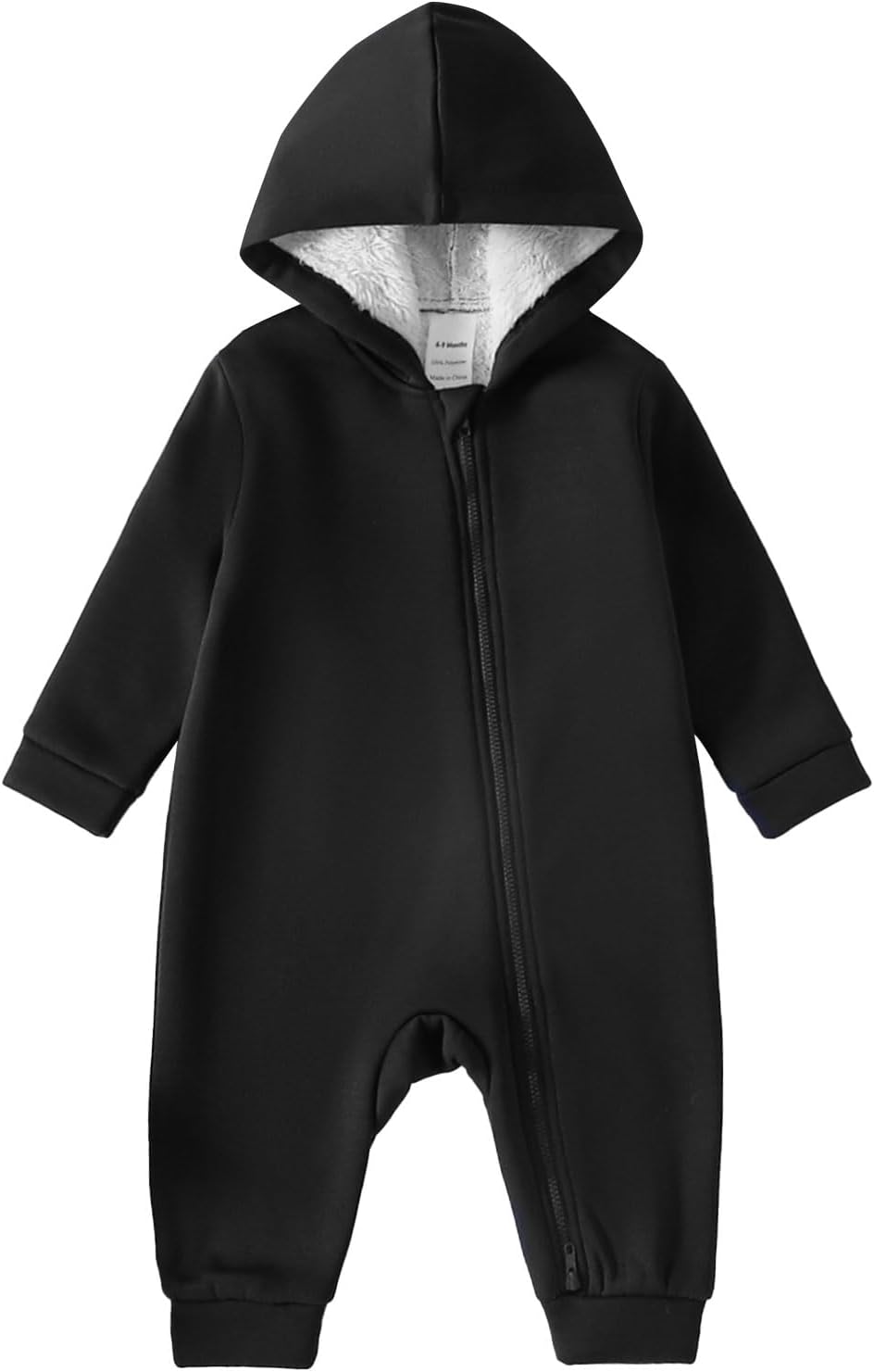 ROMPERINBOX Baby Boy Jumpsuit 2-Way Zipper Romper Hooded Fleece Lined Long Sleeve Footless Solid Outfits 0-24M ROMPERINBOX Baby Boy Jumpsuit 2-Way Zipper Romper Hooded Fleece Lined Long Sleeve Footless Solid Outfits 0-24M
