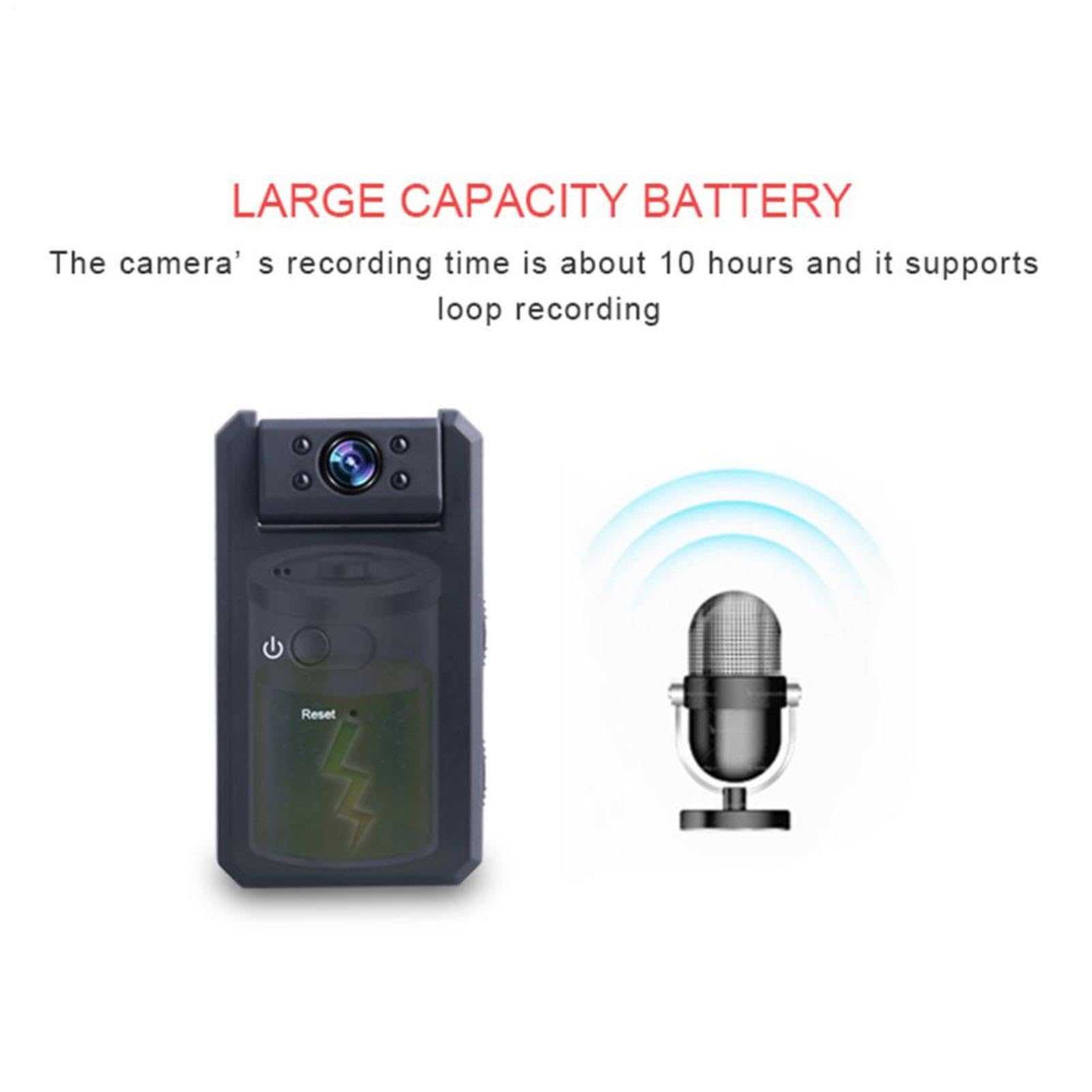 Telecamera per il corpo – HD 5 cm indossabile, registratore visione | notturna, cattura audio dello schermo | Mini poliçe Style Clip Cam Security Sport Outdoor Action Device Video Recorder Securi