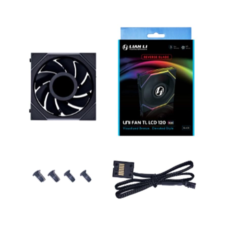 PC用ファン・クーラー LIANLI UNIFAN TL LCD, TL REVERSE BLADE Lian Li UNI FAN TL LCD 120mm Reverse Flow PWM ARGB Fan