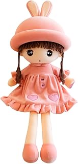 URFEDA Cute Little Girls Dolls, Princess Plush Toy Fairy Rag Doll Flower Stuffed Toys Soft Ragdoll with Hat Cartoon Cuddly Girl Decor Companion Childrens Pillow, Pink, 50cm (HYDS03-00401)