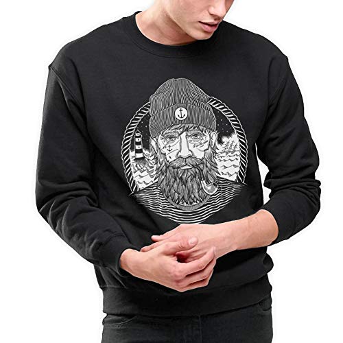 VIENTO Real Captain Sweatshirt para Hombre (Negro, M)