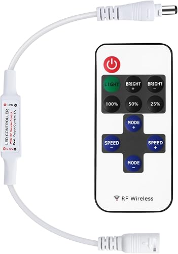 Lamomo Tira de luces LED RF, control remoto inalámbrico de cuerda de neón con conector de CC, atenuador de 10 niveles para tira de luz LED de neón