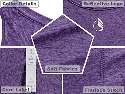 icyzone Open Back Yoga Tops for Women - Activewear Workout Clothes Exercise Fitness Tank Tops Gym Shirts(L,Purple)