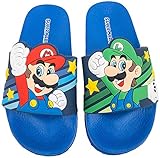 SUPER MARIO Nintendo Sandals, Mario and Luigi Mismatch Slide Sandal, Boys Sizes 1-2
