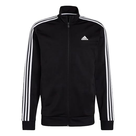 adidas Men's Essentials Warm-Up 3-Stripes Track Top, Black/White, XX-Large