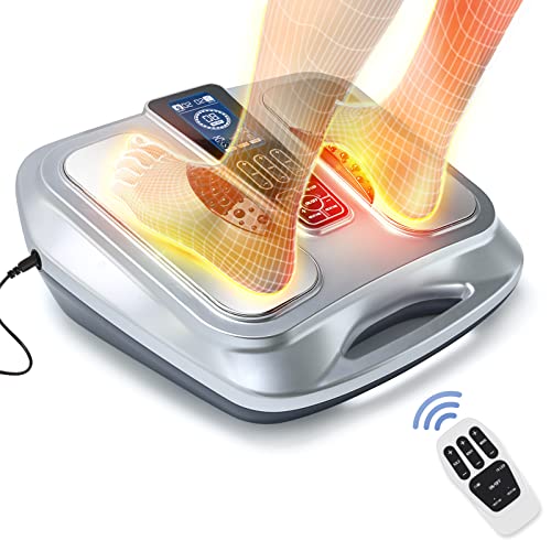 OSITO Foot Circulation Stimulator with Heat FSA or HSA Eligible EMS Foot Massager for Neuropathy Pain Relief Feet Massager with 8 TENS Unit Pads Silver