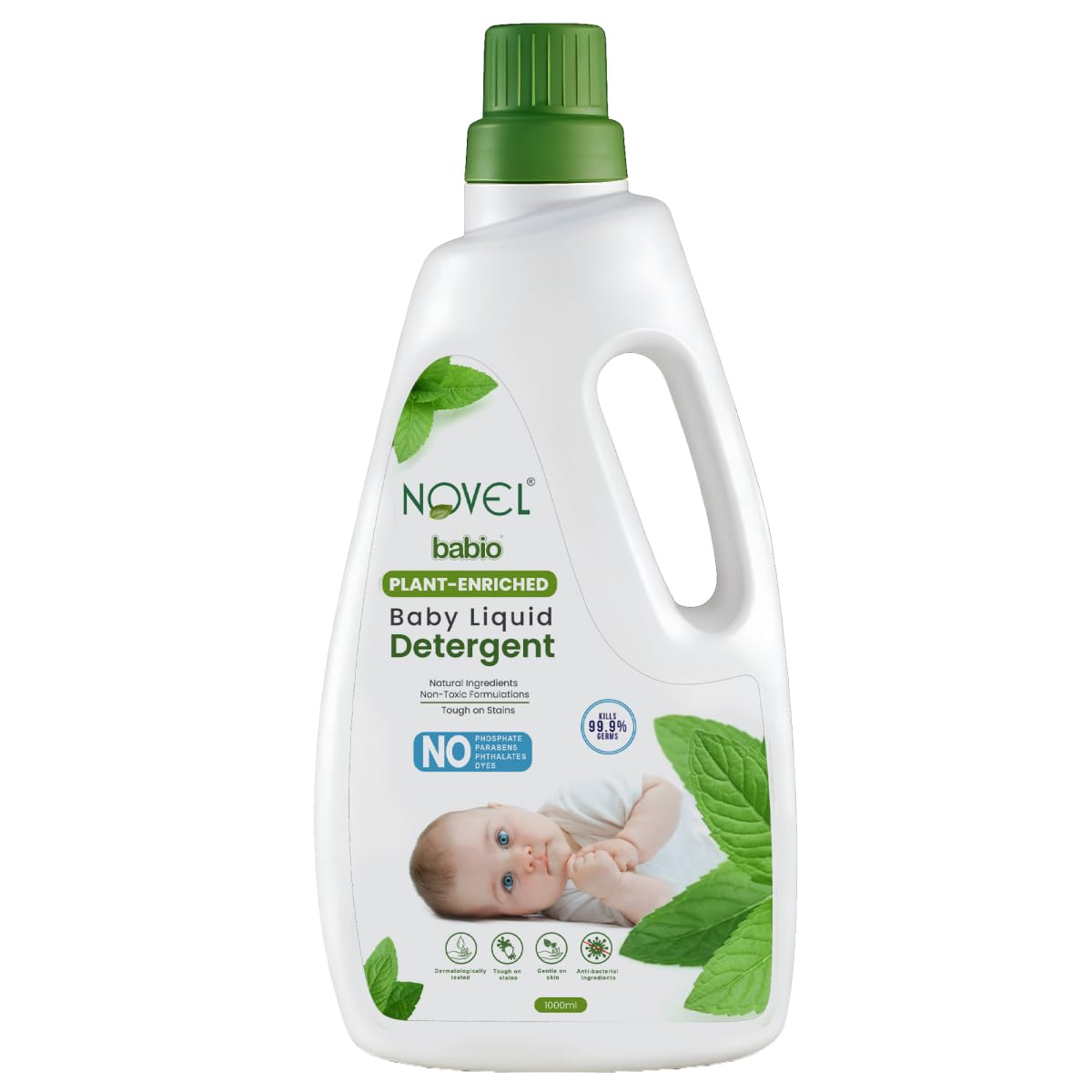 Novel Babio Plant Enriched Baby Liquid Detergent | with Neem & Coconut Cleansers | No Phosphates, Sulphates, Parabens, Phthalates & Dyes | pH Balanced | IFRA Allergen-Free Fragrance