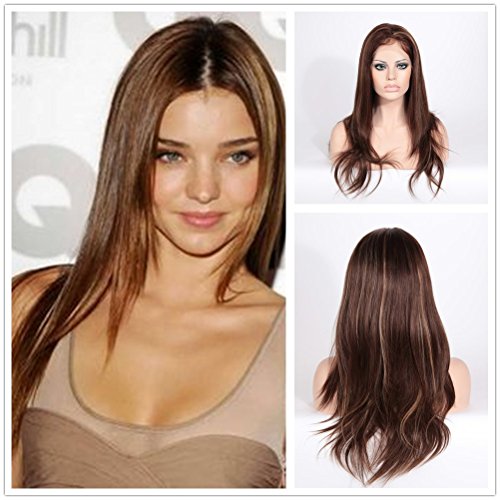 Wigsroyal 4/27# highlights Straight Whole Lace Wigs Womens Top Quality Indian Remi Hair Wigs With Bleached Knots 18" Small Cap Size