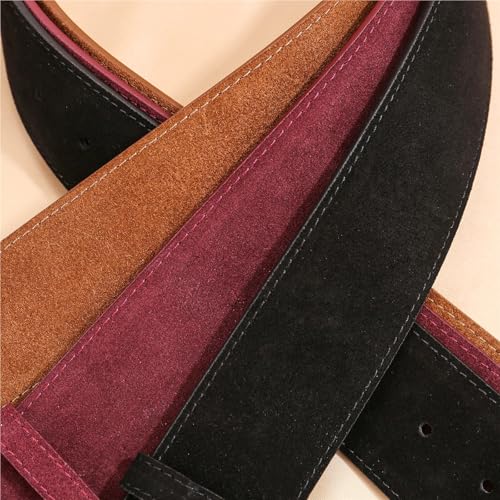Fashion 4.8cm Width Women's Belt Cowhide Suede Stitched Self-Covered Buckle Belt Suitable For Coat Decoration4