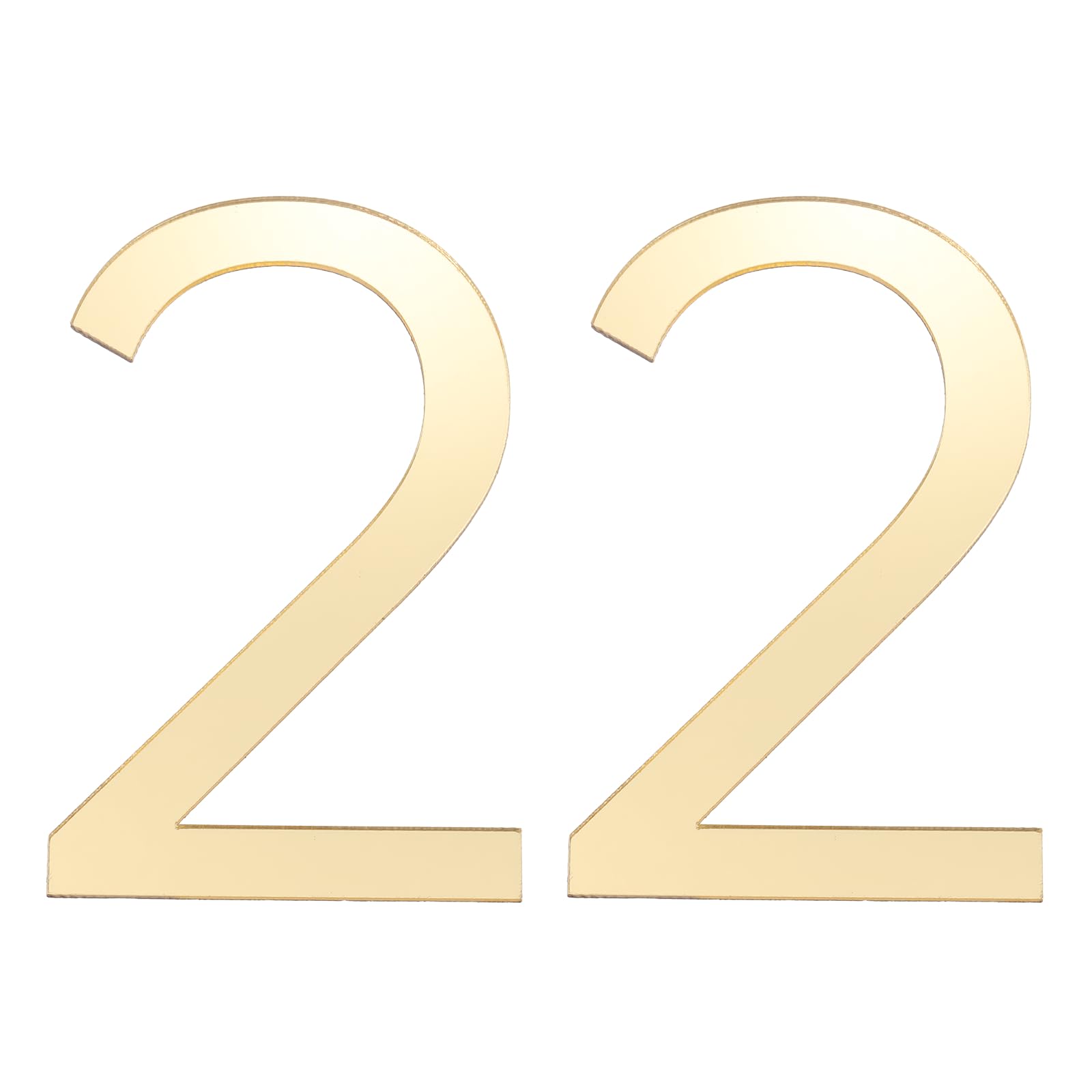 PATIKIL House Numbers, 2 Pcs 4 Inch Self-adhesive Acrylic Modern House Number for Outside Address Mailbox Door Farm House Office Apartments Hotel Room, Gold (2)