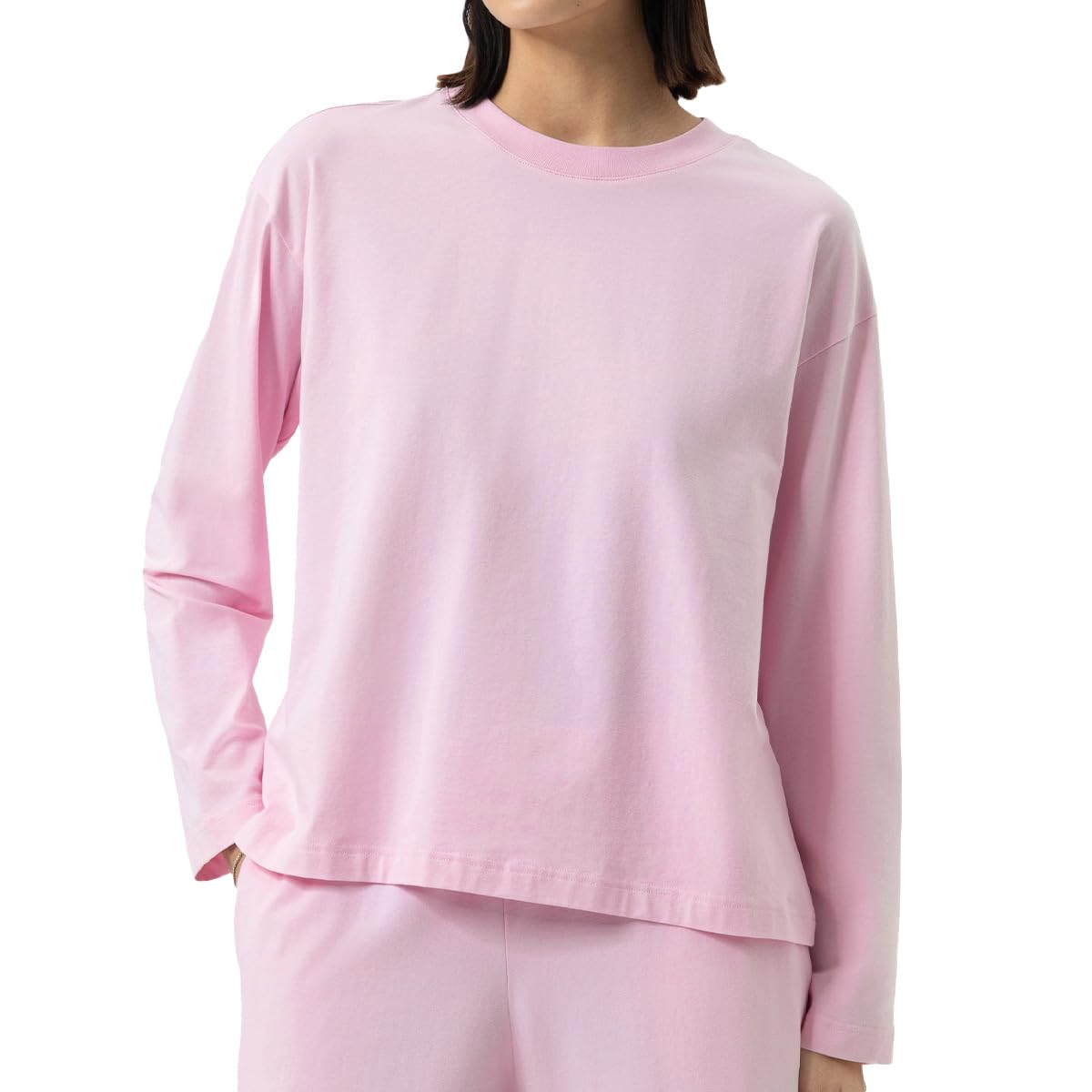 Mey Damen T-Shirt Langarm: Unifarbenes Shirt, Langarm, Überschnittene Schulter, Gerader Schnitt, Single Jersey aus Baumwolle mit Elasthan, Serie Solid Love