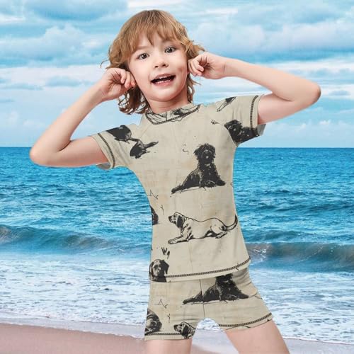 Yoga Dogs PosesChildren's Casual Swimsuit Set - Simple and Versatile3