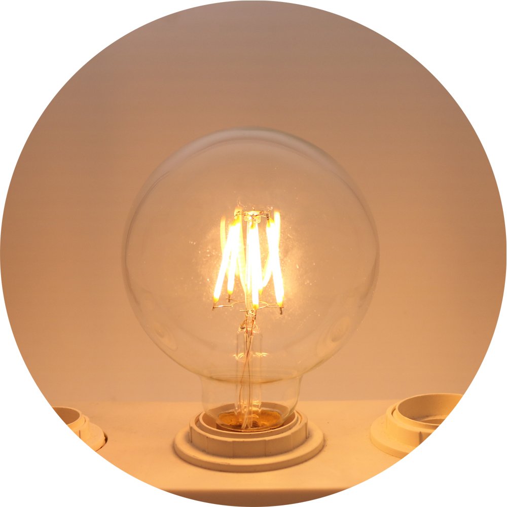 E27 G95 LED Edison Bombillas, bombillas de bajo consumo, respetuoso con el medio ambiente 6W AC220 V, ultra delgado cristal, cristal transparente con alta transmisión,12 pieza