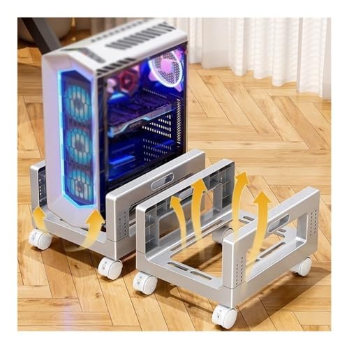 Soporte para torre de computadora, soporte móvil con ruedas giratorias para CPU, soporte para gabinete de PC para piso o alfombra, ideal para gaming y escritorio (gris) miniatura 7
