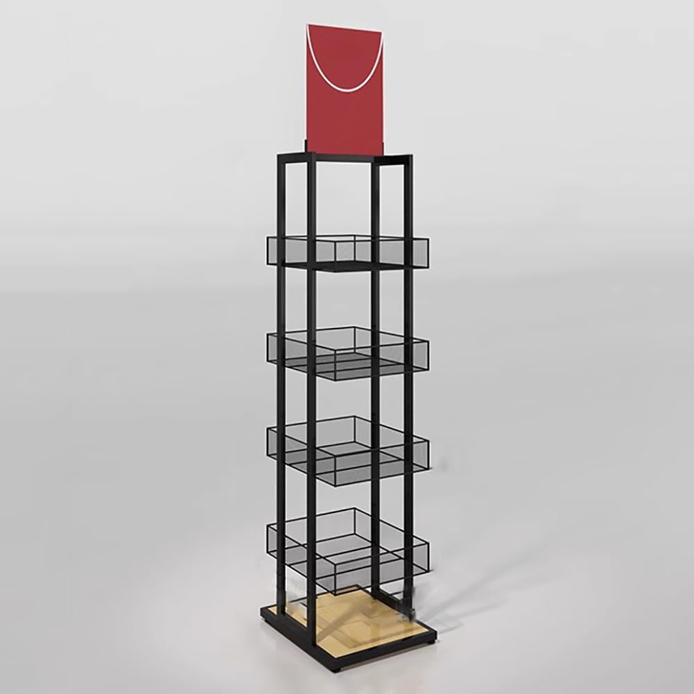 Estante De Exhibición De Dulces con 4 Ruedas, Estante para Bocadillos Y Papas Fritas, Carrito De Metal para Almacenar Alimentos, Carrito De Oficina Y Tienda.,Bl30×w35×h155cm