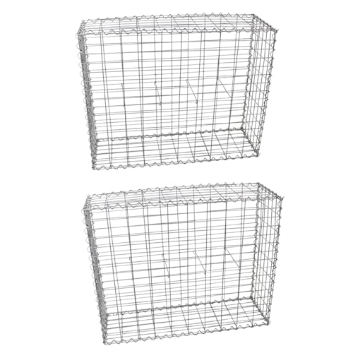 Monster Shop Gabion Baskets Galvanised Steel Cages Stone Mesh Wire Outdoor Basket Spiral Retaining Wall Planter Garden / 100 x 95 x 30cm / 2 Pack