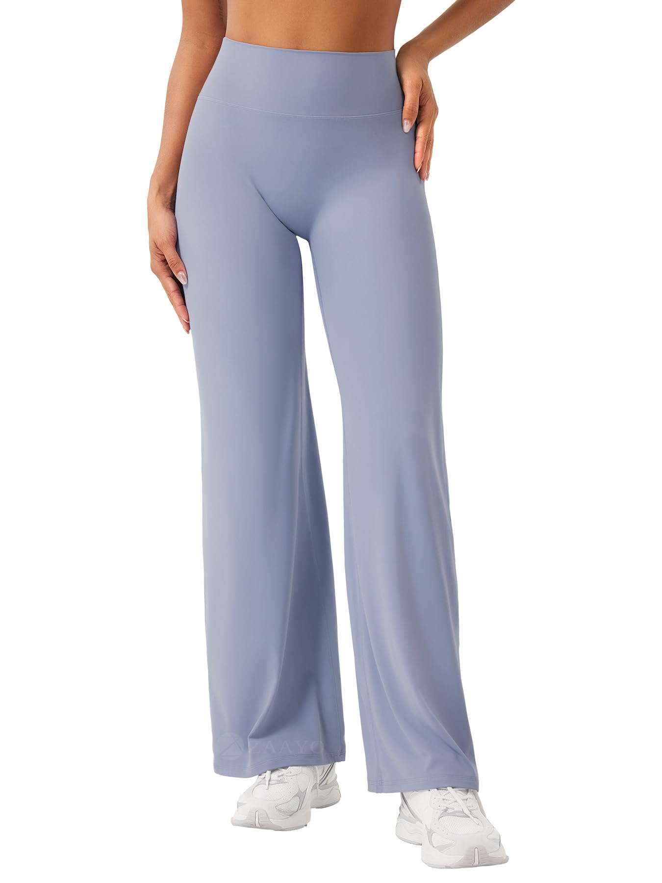 ZAAYO Nahtlose Straight Leggings Damen Flared Legging Yoga Hosen Gym Pant | Hohe Taille, Booty Lifting, Wide Leg, Butterweich, Schlaghose, Sport, Yoga Legging-Regular/Lang/Extra Lang