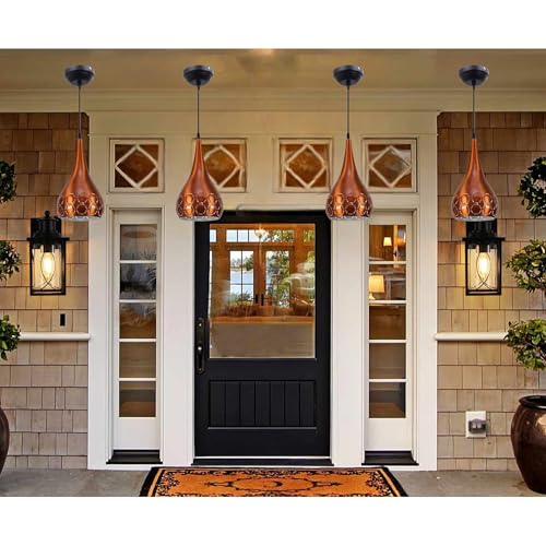 Image of GreyWings Orange Aluminium Hanging Light for Home | Designer Pendant Light with E27 Holder | Modern Ceiling Hanging Lamp for (Bulb is not Included) Small Pack of 2