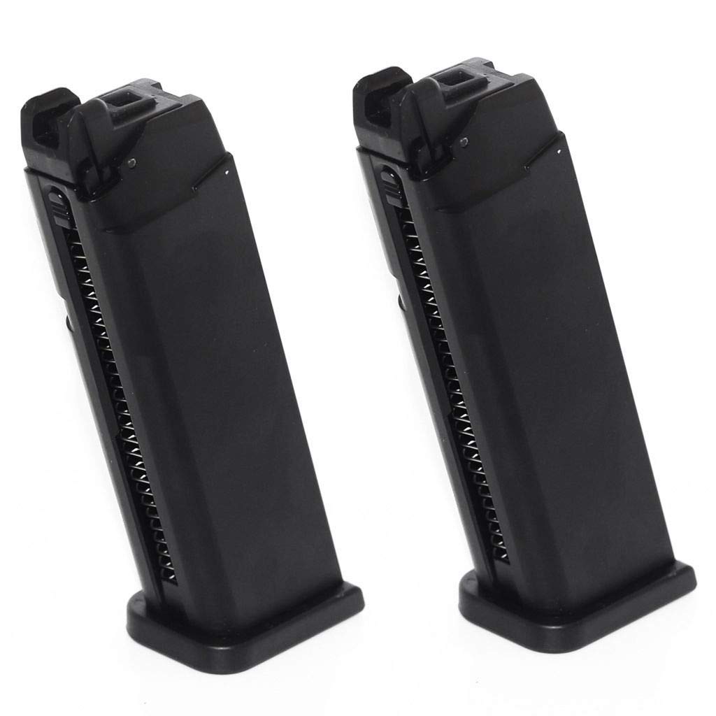 Airsoft Parts Army 2pcs 25rd Mag Magazine pour Army R17 / Tokyo Marui G17 GBB Pistolet Noir