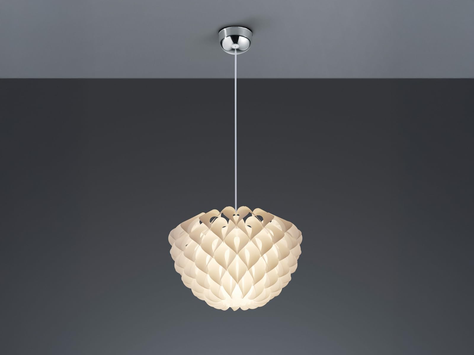 Nowoczesna Lampa Wisząca LED, Ściemniana, Lampy Sufitowe, Oświetlenie LED, 1 Źródło Światła, Tworzywo Sztuczne, Biała, Ø 40 cm