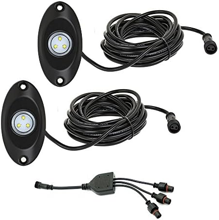 Jiawill CREE LED Rock Light Kit 2 Pods with 13ft Wire Waterproof Connector 1 to 3 Spliter (2 pods blue)