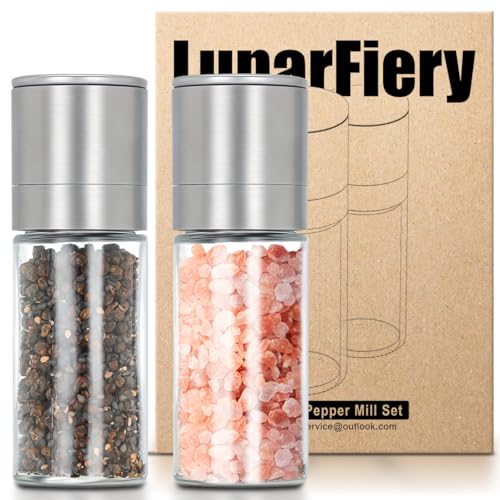 Juego de mini molinillo de sal y pimienta, pequeños saleros ajustables y pequeños, molinillos de sal y pimienta portátiles de vidrio de cerámica