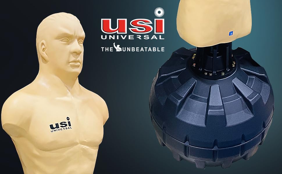 Image of USI Universal Body Bag & Base Unit | Standing Punching Dummy | Boxing Training Equipment | Punching Bag Stand Adult | Freestanding Kickboxing and MMA Trainer | Head & Torso Mannequin