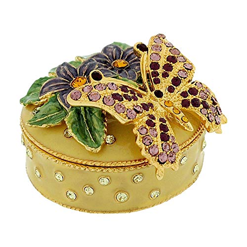 Westminster Base Metal Yellow Enamel Coating Butterfly Trinket Jewellery Box