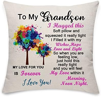 Gxnoas Granddaughter Gift From Grandma Grandson,Linen Hug Cushion Covers Sofa Throw Pillow Cover Pillowcases to Granddaughter for Christmas Birthday Graduation Inspirational Gift (Granddaughter)
