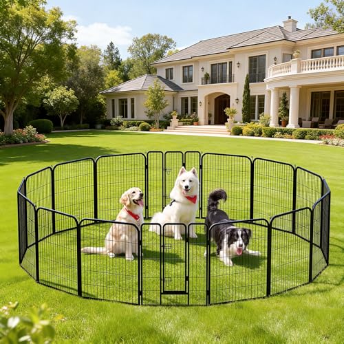Image of BestPet Indoor Dog Playpen,40inch 16 Panels Dog Pen Fence Outdoor Pet Playpen Pet Exercise Pen for RV Camping Yard, Black
