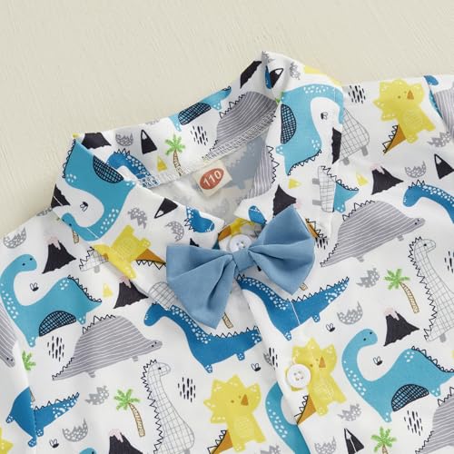 Image of Owl's-Yard Baby Boy Easter Outfits Rabbit Carrot Short Sleeve Button Down Shirts and Solid Color Shorts 2 Pcs Summer Set