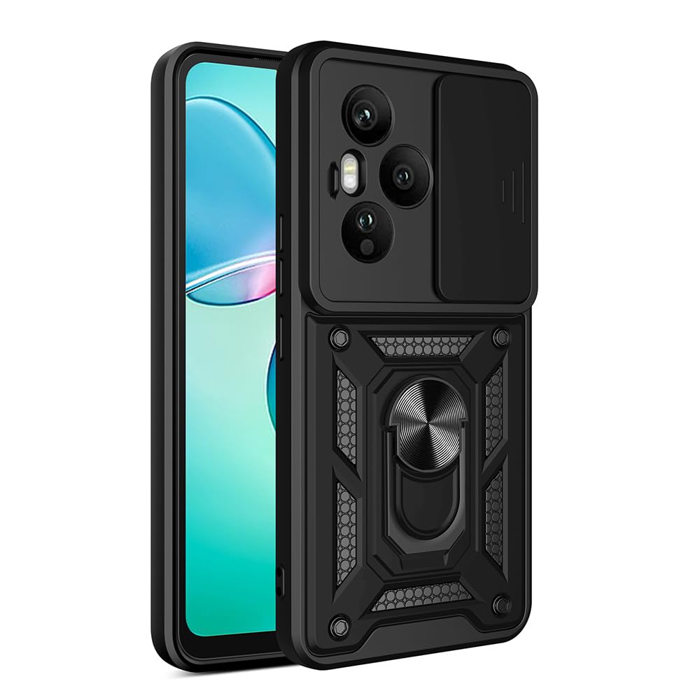 Zore Honor ile uyumlu 400 Pro Kılıf Magnetik Standlı Kamera Korumalı Sürgülü Vega Kapak Siyah
