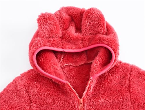 AIWUHE Toddler Boys Girls Hooded Fleece Jacket Cute Bear Hoodie Zip Up Teddy Coat Sherpa Winter Warm Outwear With Pocket 1-6Y4