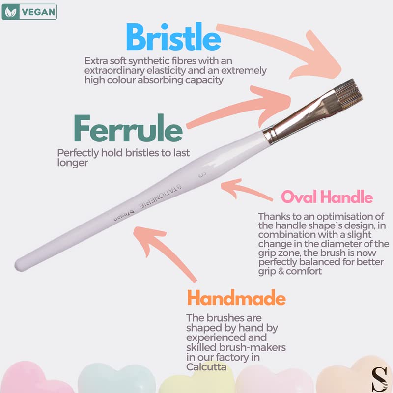 Image of Stationerie Paint Brush Set Soft Aqua Blender Synthetic Hair with Stainless Wire Ideal for Art Paint, Watercolor, Quill, Oil Acrylics, Artists Flat Blender Brush Set (Candy Edition)