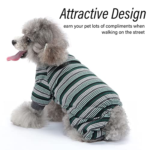 Cute Cotton Striped Pup Jumpsuit - Super Soft Stretchable Puppy Jammies Dog Sleep Shirts - Spring/Summer Onesie (M) - Image 3