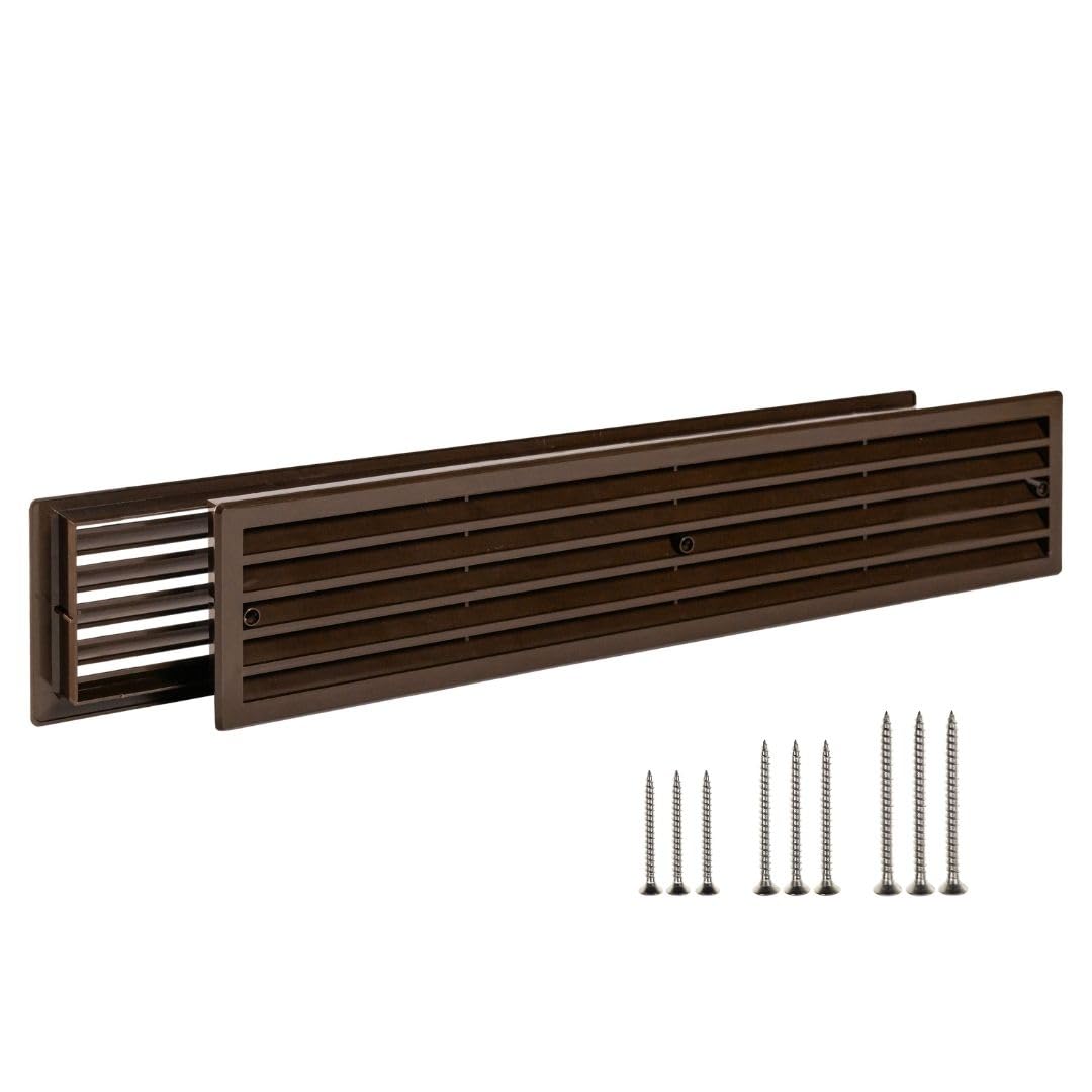 450x92mm Door Vents for Interior Doors - 17.7" x 3.6" Brown Vent Cover with Screws - Plastic Ventilation Grille Two Sided - Air Register for Bathroom, Garage, Kitchen