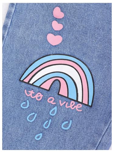 WDIRARA Girl's Cute Print Baggy Jeans Straight Leg Denim Pants Streetwear3
