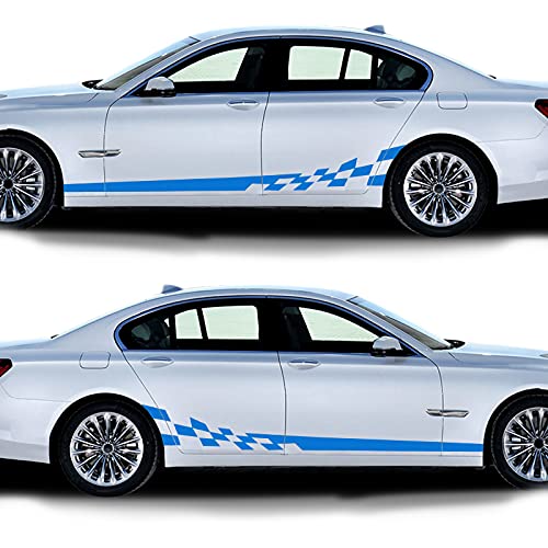 Nuoozy Universal Car Side Skirt Decal Stickers Body Side Sports Racing Stripe Graphic Stickers Nj009 Blue (2Pcs) #TOP4
