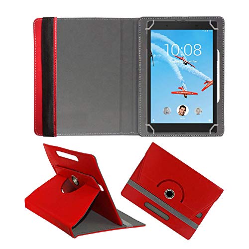 Image of Fastway Rotating Leather Flip Case for Lenovo TAB 4 8 TB-8504X Tablet Cover Stand Black (Red)