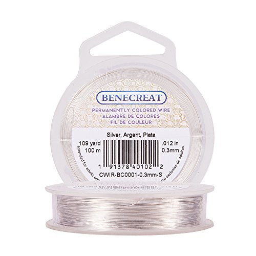 BENECREAT 28GA Copper Wire Permanently Colored Wire, Silver