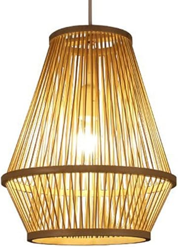 LYMSXAZOU Handwoven Chandeliers Rattan Cage Lamp Shade 1-Pack Wicker Hollow Woven Pendant Lights Adjustable Cord Ceiling Hanging Lamps