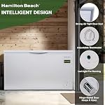 Hamilton Beach 14 cu ft Chest Deep Freezer - White, GARAGE READY Food for Large Family, Storage Basket, Space-Saving Flat Back, Stay-Open Lid, Front-Access Drain, for Basement, Laundry Room, Cottage