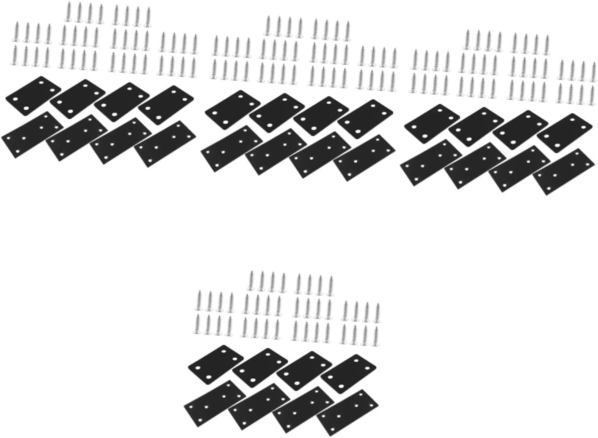 4 Sets Versatile Wood Joint Connectors Easy Installation Metal Plate Holes for Corner Braces