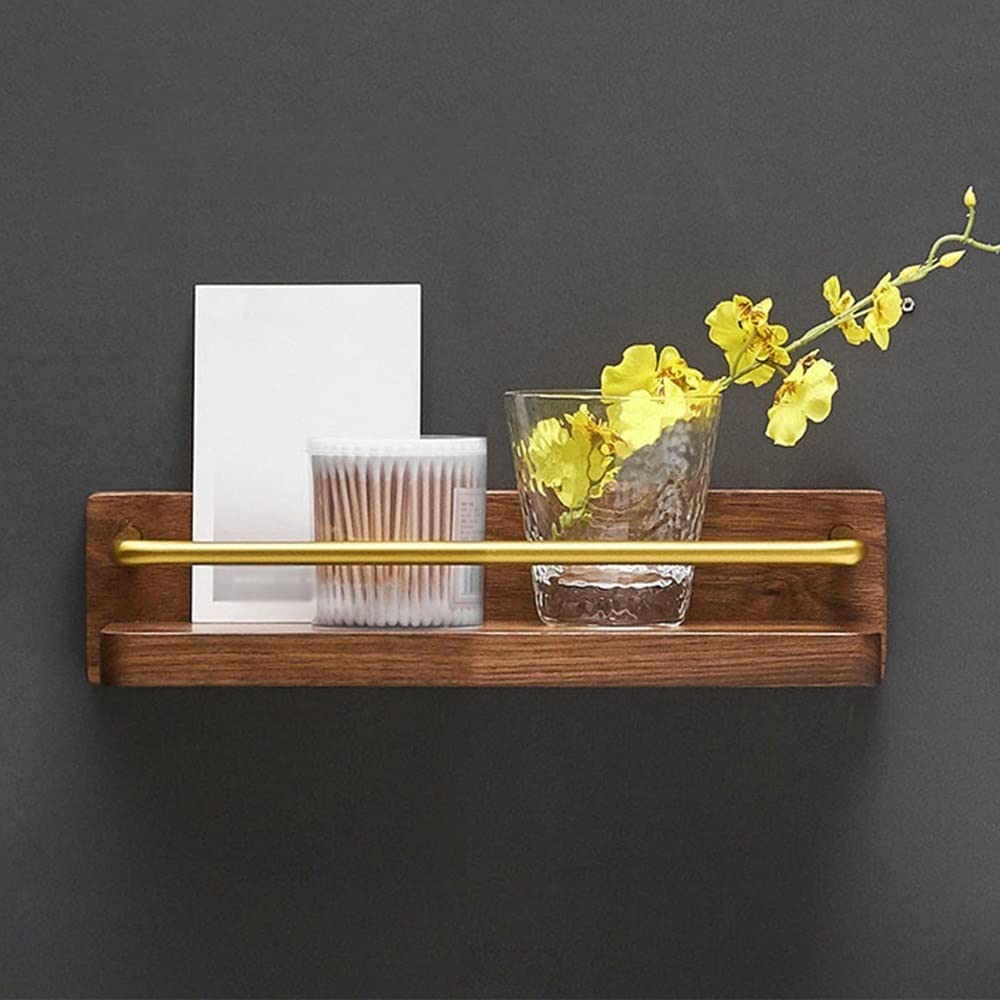 Ruiseawing Shower Caddy Solid Wood Bathroom Shelf Wall Mounted Dressing Table Storage Rack Bathroom Cosmetics Shampoo Storage Rack