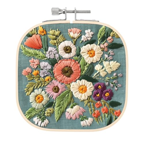 PATIKIL 5.1' X 5.1' Aros De Bordado Cuadrados, Aros De Bordado De Bambú Ajustables Para Punto De Cruz, Marco De Bordado, Aro Para Aguja Punzante, Para Costura, Labores