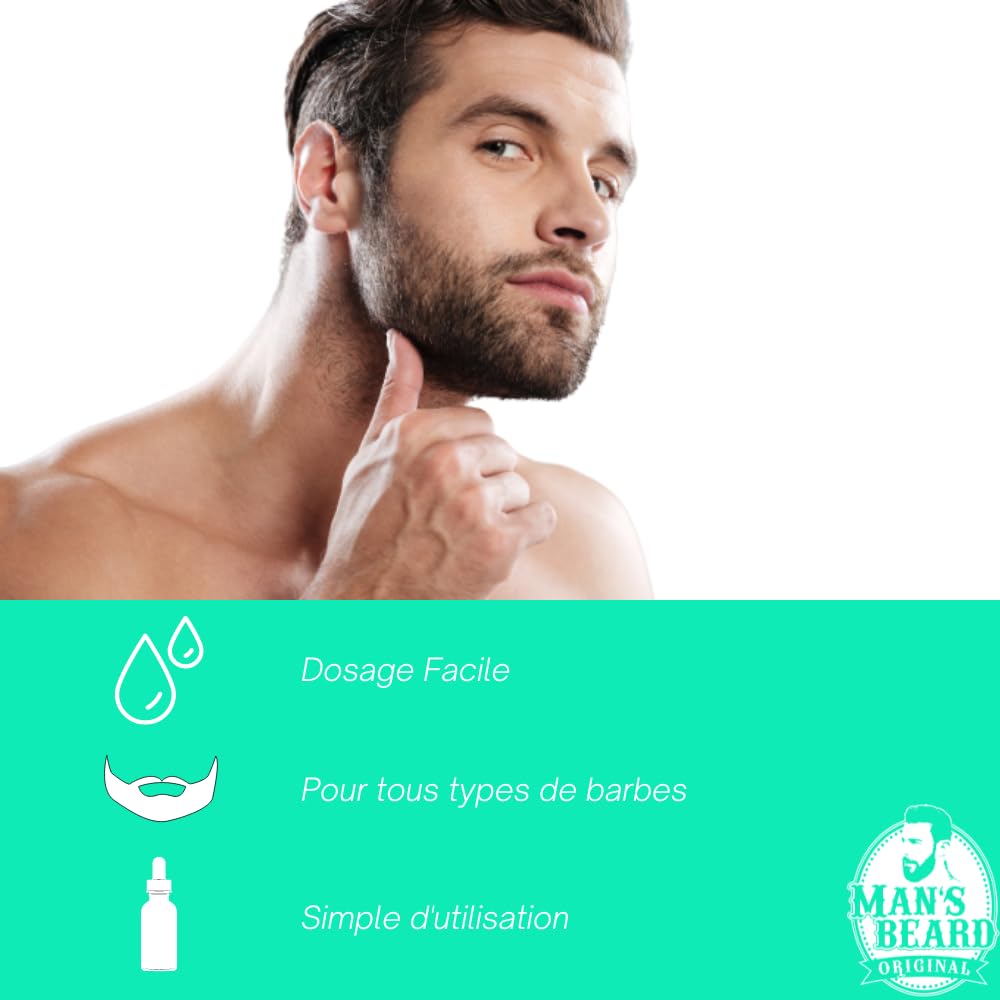 Man's Beard | Baume à barbe Monoi homme | Ingrédients d'origine naturelle | Soin de barbe adoucissant et aide à la pousse de la barbe | 100% Fabrication Française